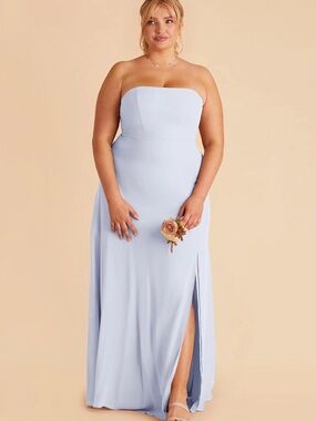 Birdy Grey Chris Dress Ice Blue Strapless Chiffon Bridesmaid Dress Wedding Guest